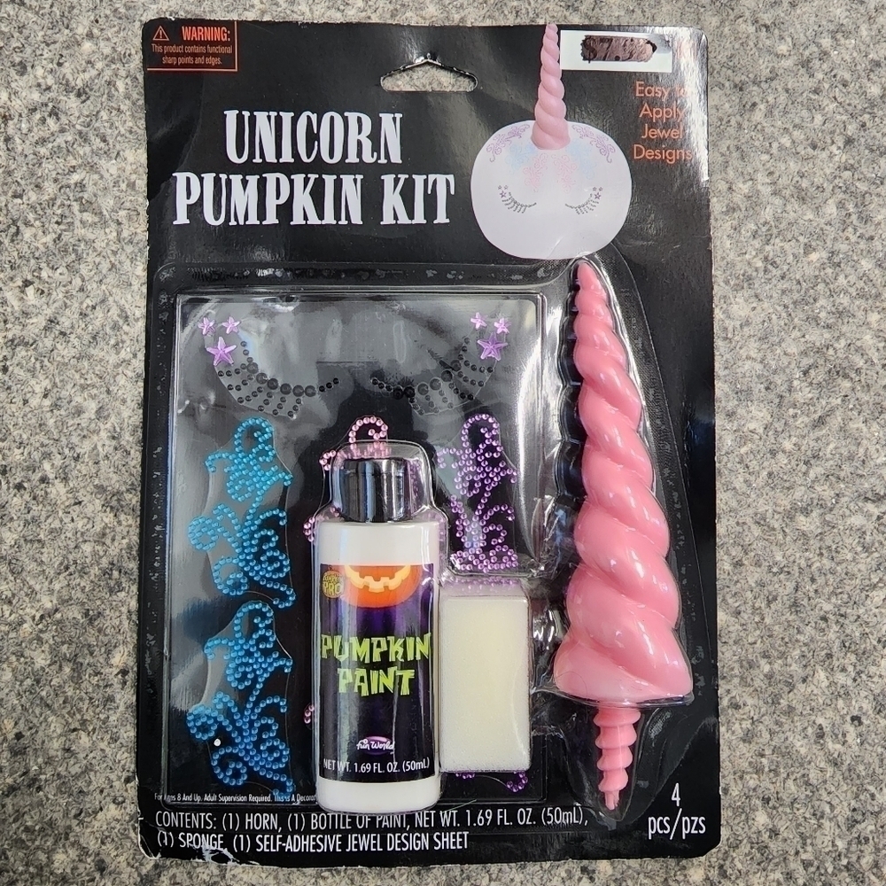 NWT Unicorn Pumpkin Decorating Kit Cute Halloween Decor Fantasy Animal Fun New